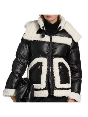 Mercer Collective Glossy Faux Shearling Puffer Coat Size Small